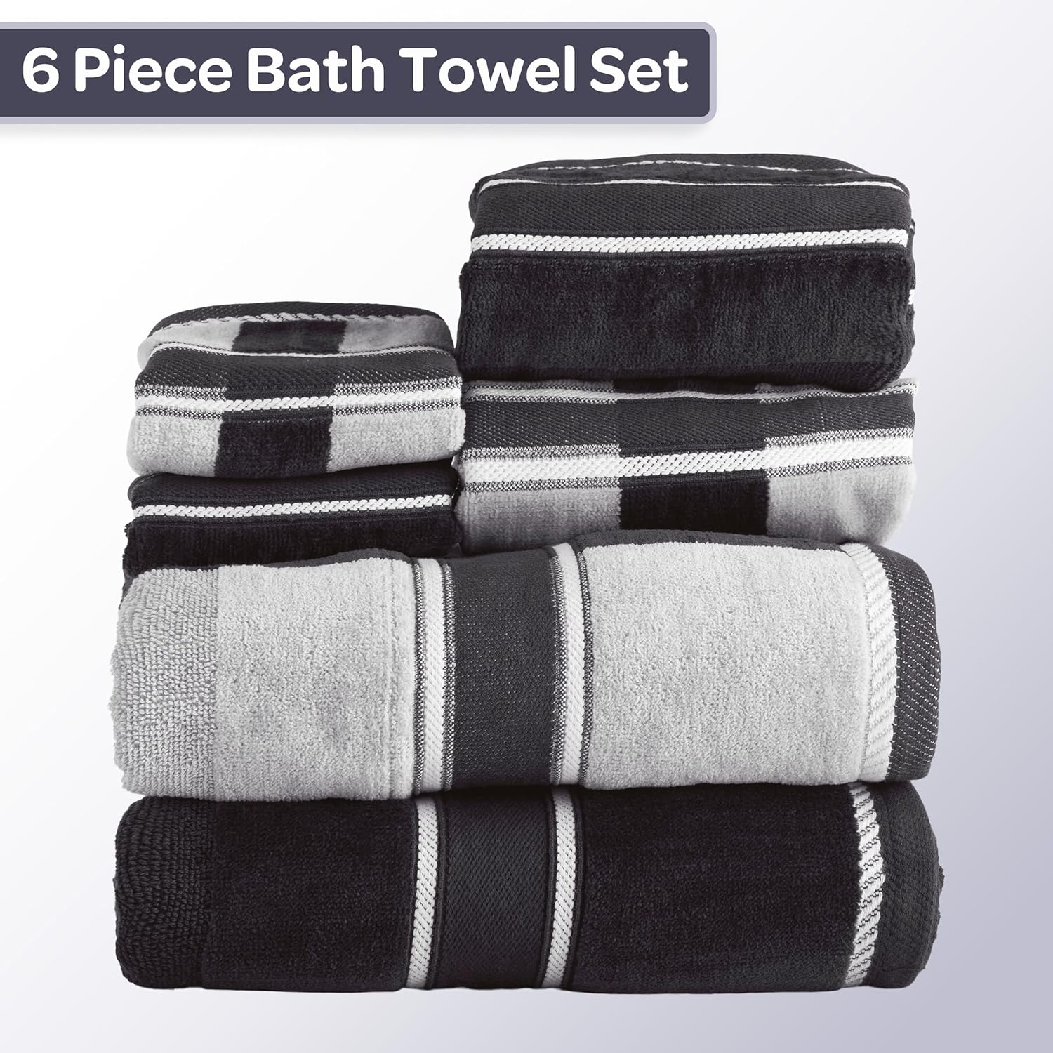 Lavish Home 6 Piece Towel Set - Charcoal 1