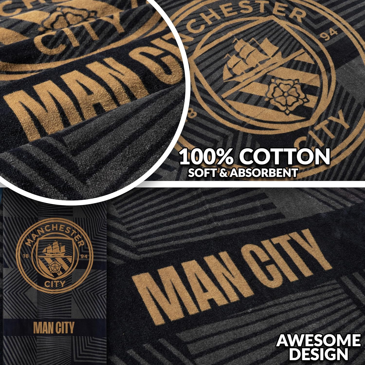 Manchester City FC Beach Towel - 100 Cotton Quick Dry