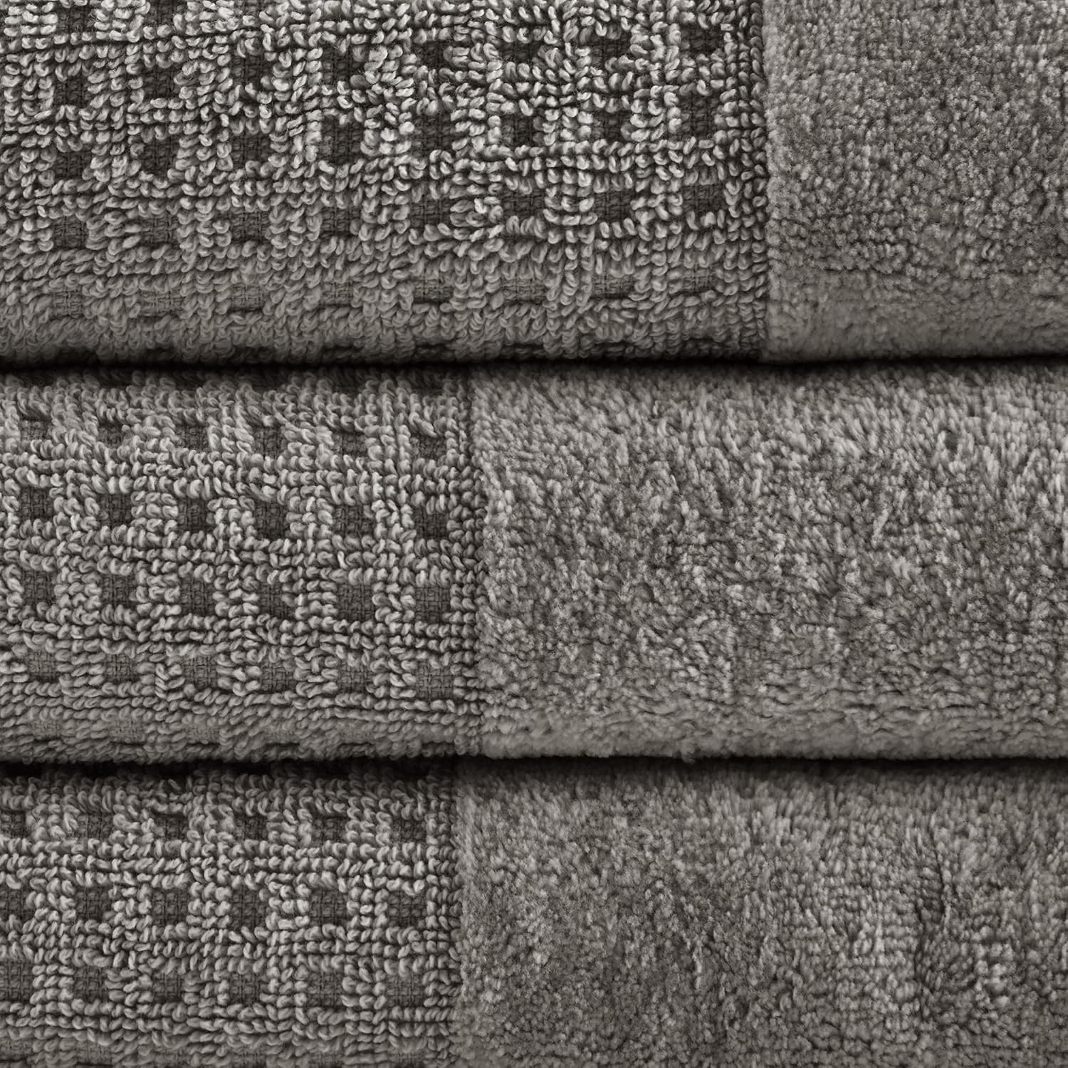 Madison Park Spa Waffle Cotton Towel Set 6 Piece Charcoal
