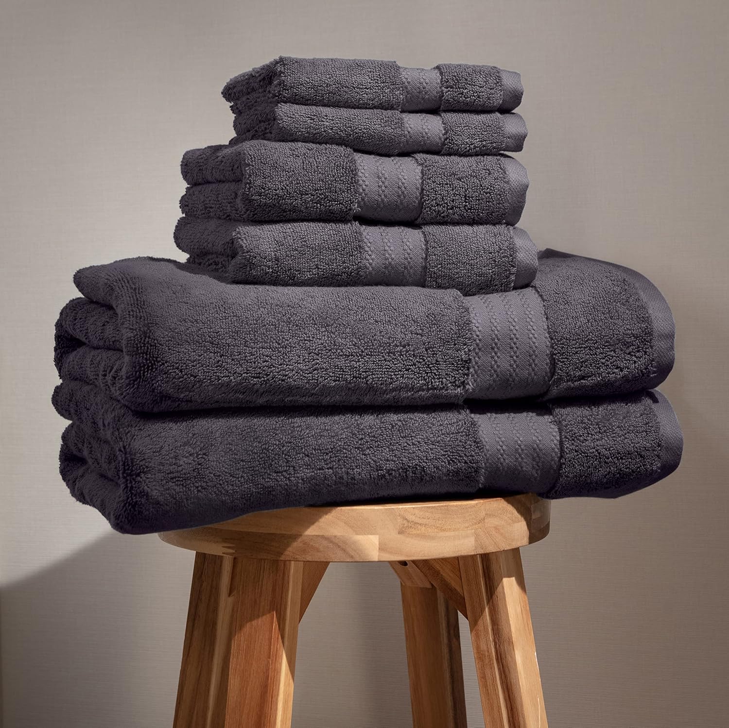 100 Organic Cotton Towel Set of 6 Charcoal Black