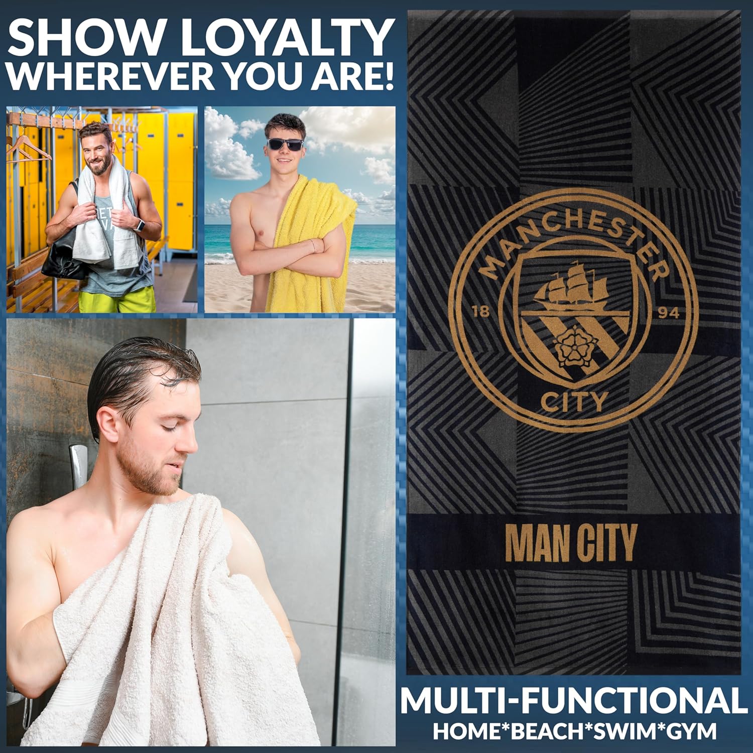 Manchester City FC Beach Towel - 100 Cotton Quick Dry