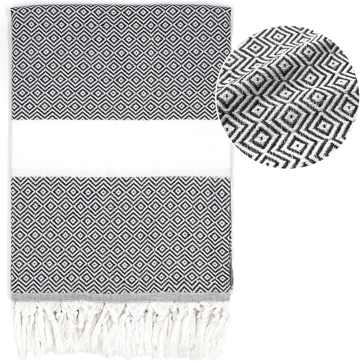 WEDPLAN Turkish Beach Towels - Soft Quick Dry Light Grey