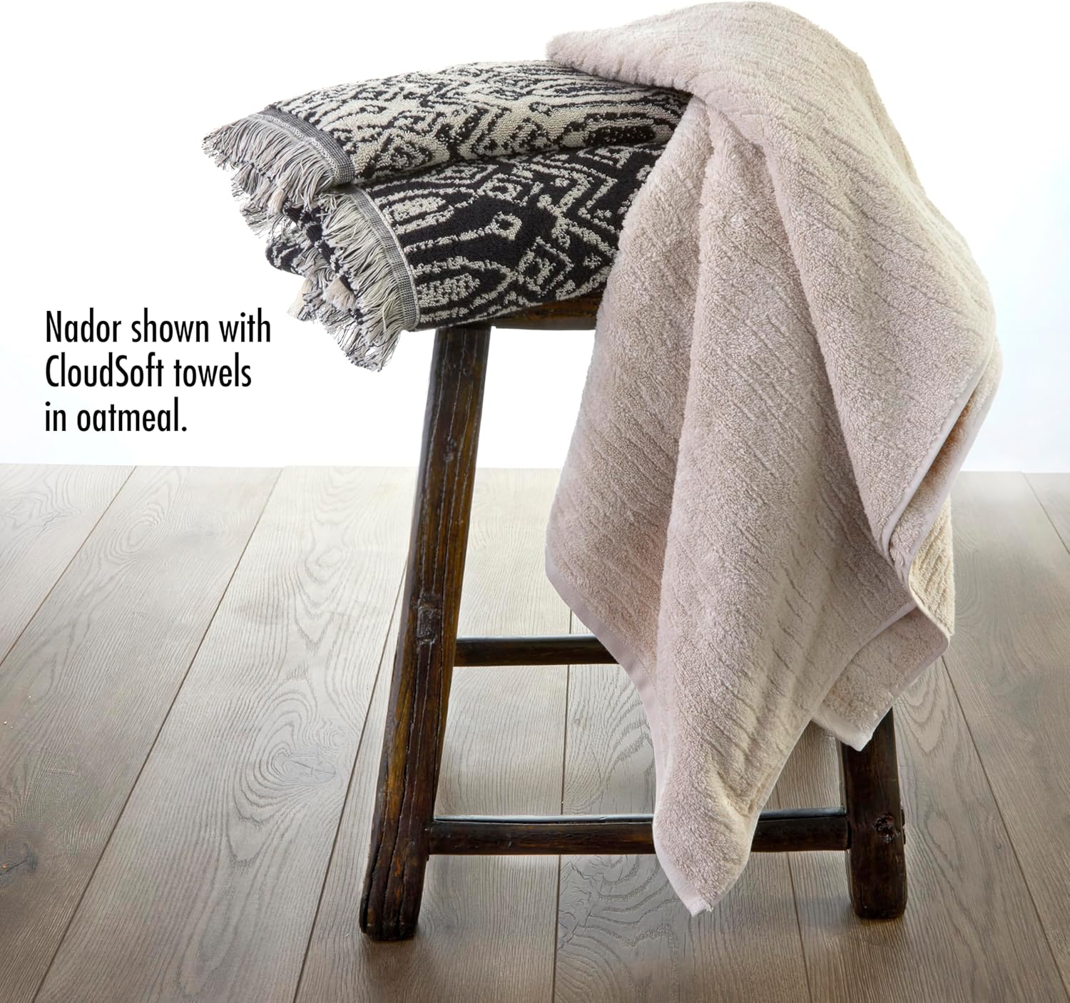 SKL Home Nador 2 Bath 2 Hand Towel Set Black 1