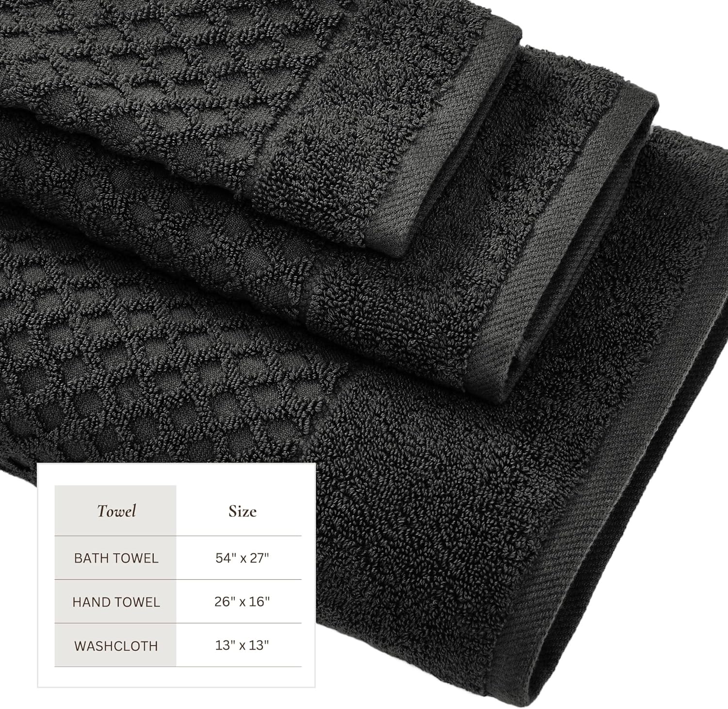 Dark Grey Bath Towel Set - 6 Piece 100 Cotton